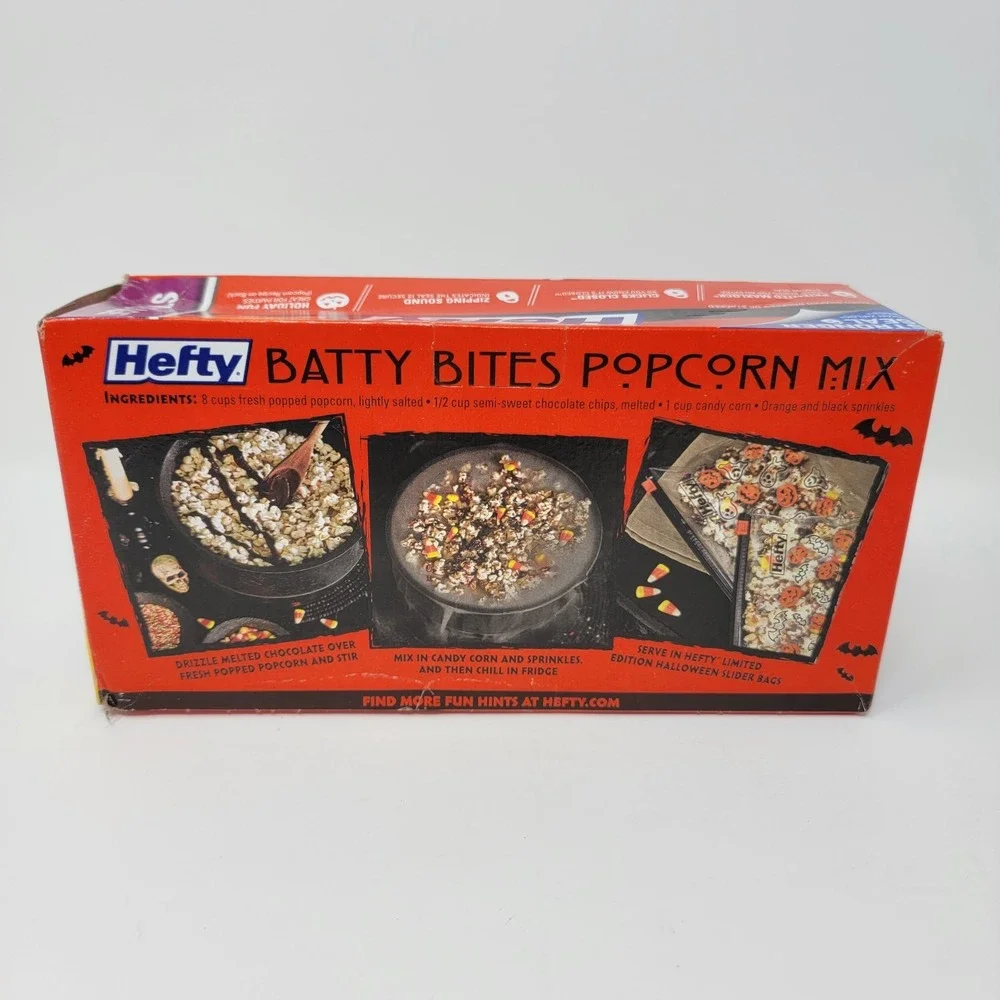 Hefty 2015 Halloween 30 Quart Storage Slider Bags Bats Pumpkins Limited Edition